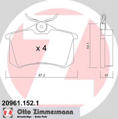 20961.152.1 Zimmermann sapatas do freio traseiras de disco