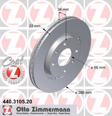 Тормоз дисковый передний Zimmermann 440310520 цена, от 45.49 USD