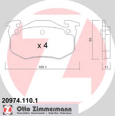 209741101 Zimmermann sapatas do freio traseiras de disco