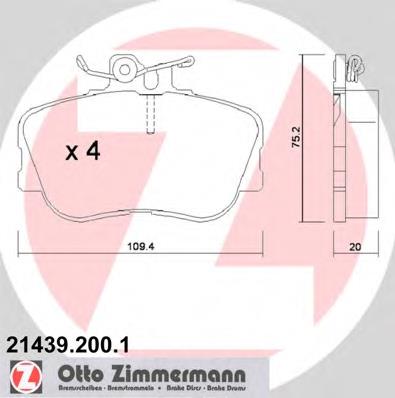 214392001 Zimmermann sapatas do freio dianteiras de disco