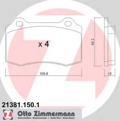 21381.150.1 Zimmermann sapatas do freio dianteiras de disco