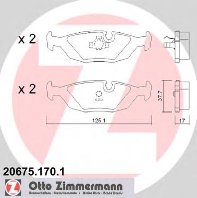 206751701 Zimmermann sapatas do freio traseiras de disco