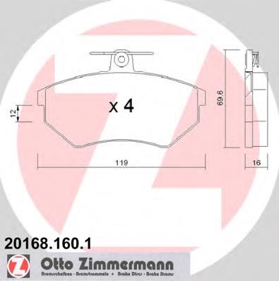 201681601 Zimmermann sapatas do freio dianteiras de disco