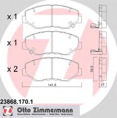 238681701 Zimmermann sapatas do freio dianteiras de disco