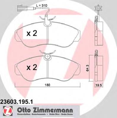 23603.195.1 Zimmermann sapatas do freio dianteiras de disco