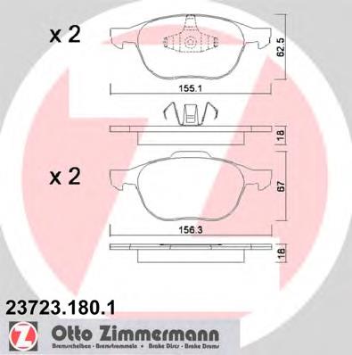 237231801 Zimmermann sapatas do freio dianteiras de disco