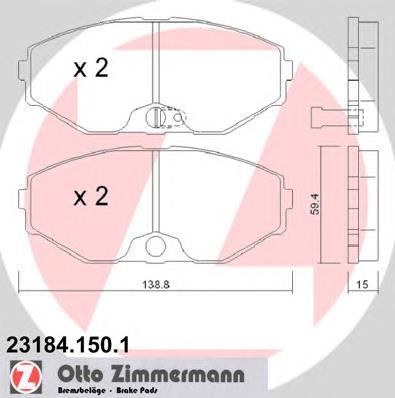 231841501 Zimmermann sapatas do freio dianteiras de disco