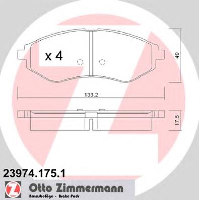 239741751 Zimmermann sapatas do freio dianteiras de disco