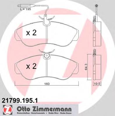 21799.195.1 Zimmermann sapatas do freio dianteiras de disco