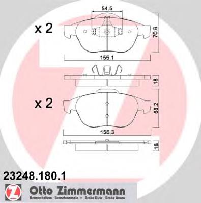 Передние тормозные колодки 232481801 Zimmermann