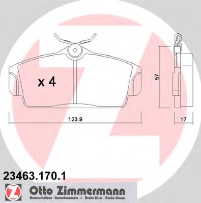 234631701 Zimmermann sapatas do freio dianteiras de disco