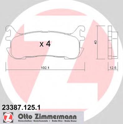 23387.125.1 Zimmermann sapatas do freio traseiras de disco