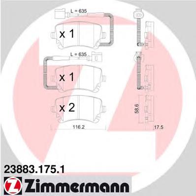 238831751 Zimmermann sapatas do freio traseiras de disco