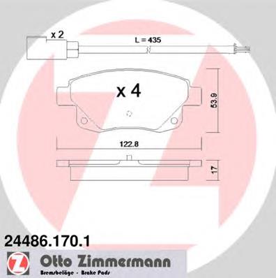 244861701 Zimmermann sapatas do freio traseiras de disco