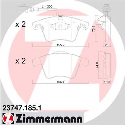 237471851 Zimmermann sapatas do freio dianteiras de disco