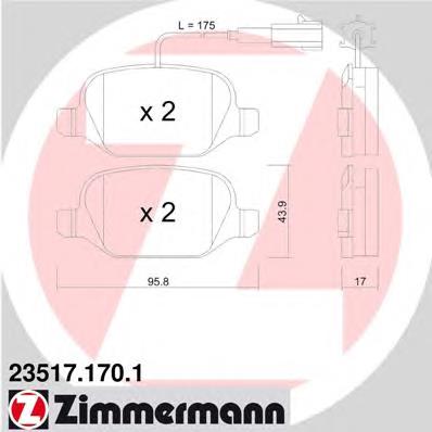 235171701 Zimmermann sapatas do freio traseiras de disco