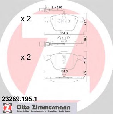 232691951 Zimmermann sapatas do freio dianteiras de disco