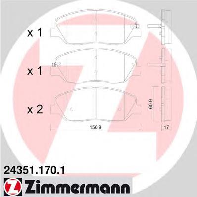 243511701 Zimmermann sapatas do freio dianteiras de disco