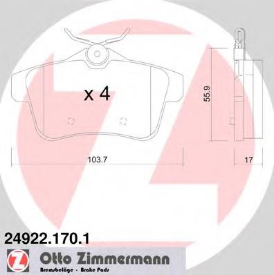 249221701 Zimmermann sapatas do freio traseiras de disco