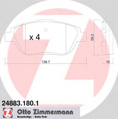 248831801 Zimmermann sapatas do freio dianteiras de disco