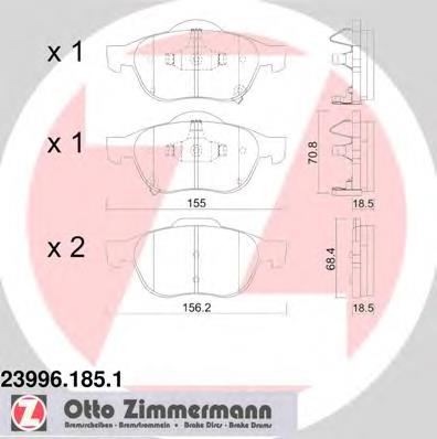 23996.185.1 Zimmermann sapatas do freio dianteiras de disco