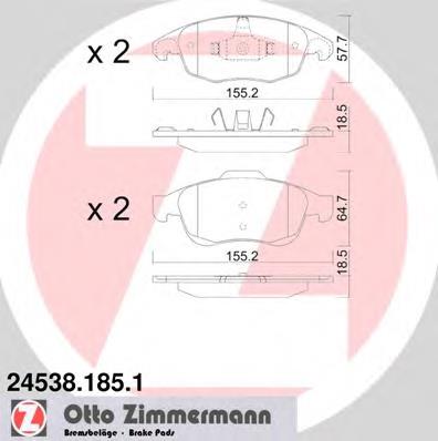 245381851 Zimmermann sapatas do freio dianteiras de disco