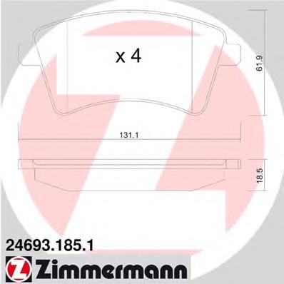 246931851 Zimmermann sapatas do freio dianteiras de disco