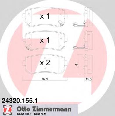 243201551 Zimmermann sapatas do freio traseiras de disco