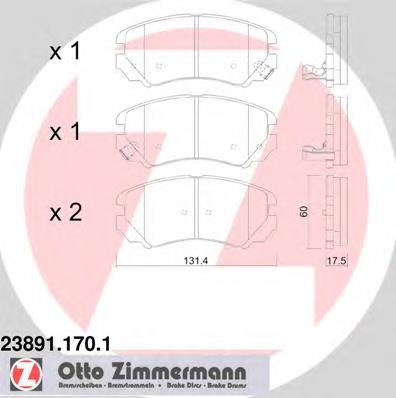 238911701 Zimmermann sapatas do freio dianteiras de disco