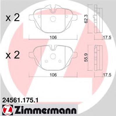 245611751 Zimmermann sapatas do freio traseiras de disco