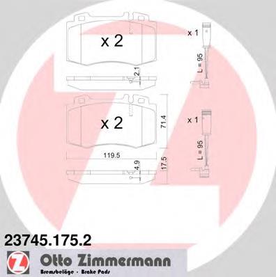 237451752 Zimmermann sapatas do freio dianteiras de disco