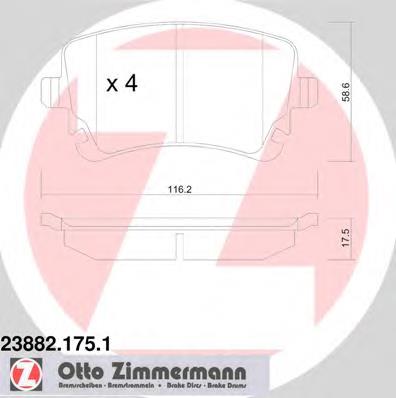 238821751 Zimmermann sapatas do freio traseiras de disco