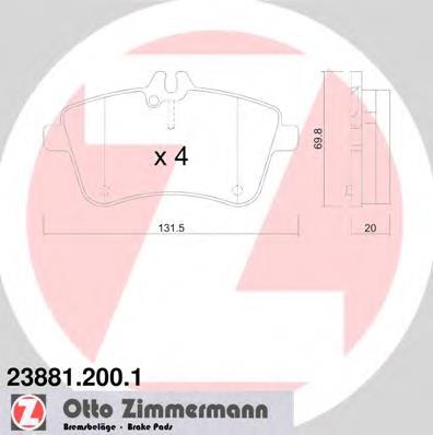 238812001 Zimmermann sapatas do freio dianteiras de disco