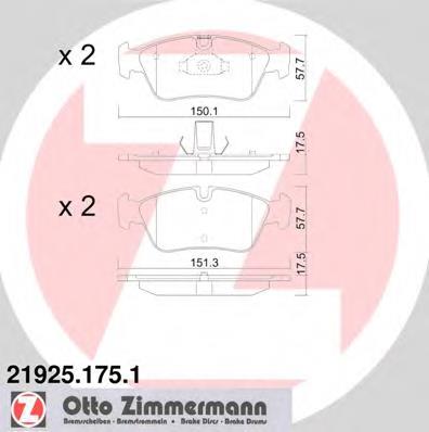 219251751 Zimmermann sapatas do freio dianteiras de disco