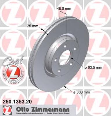 Передние тормозные диски 250135320 Zimmermann