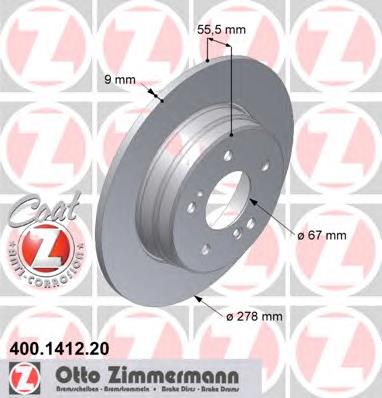 400141220 Zimmermann disco do freio traseiro