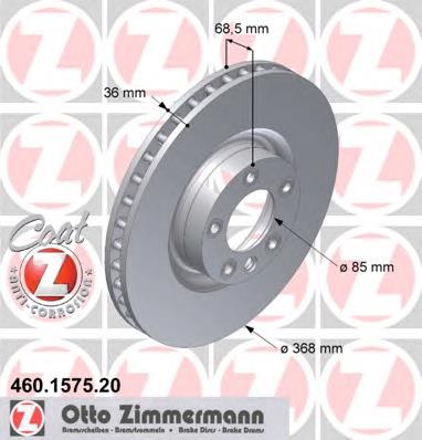 460157520 Zimmermann disco do freio dianteiro