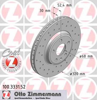 100333152 Zimmermann disco do freio dianteiro