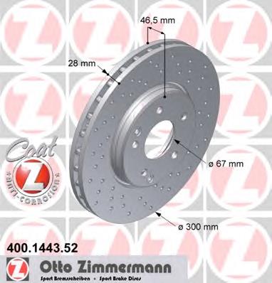 400144352 Zimmermann disco do freio dianteiro