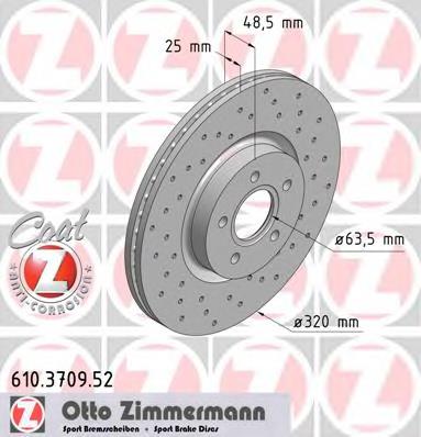 610370952 Zimmermann disco do freio dianteiro