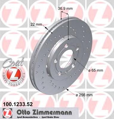 100.1233.52 Zimmermann disco do freio dianteiro