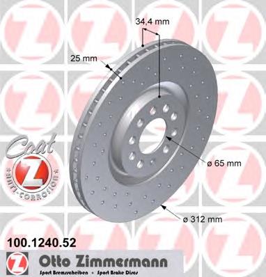 100124052 Zimmermann disco do freio dianteiro