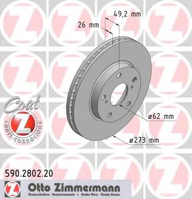 590280220 Zimmermann disco do freio dianteiro