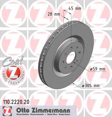 110222020 Zimmermann disco do freio dianteiro