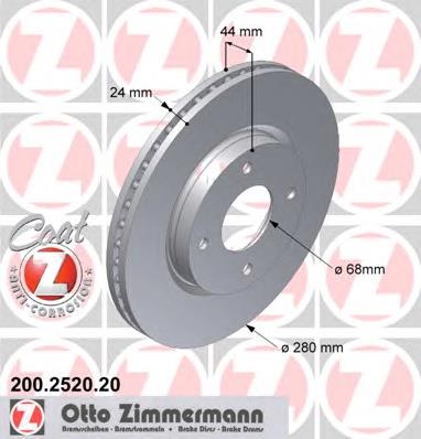 200252020 Zimmermann disco do freio dianteiro