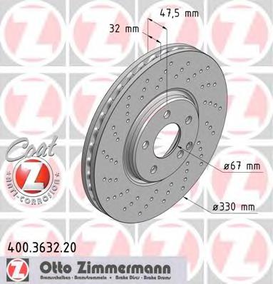 400363220 Zimmermann disco do freio dianteiro