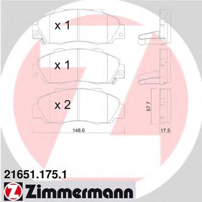 216511751 Zimmermann sapatas do freio dianteiras de disco