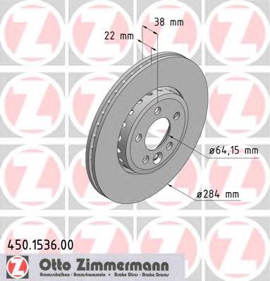 450153600 Zimmermann disco do freio dianteiro