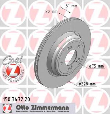 Купить 150347220 Zimmermann Диск тормозной задний