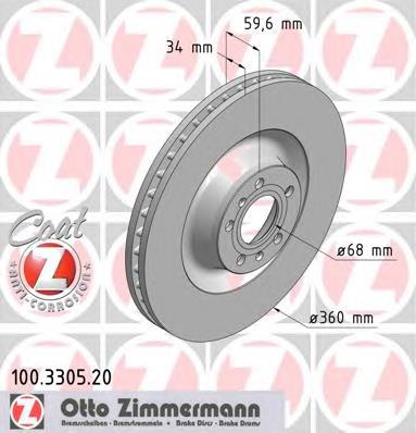 100330520 Zimmermann disco do freio dianteiro